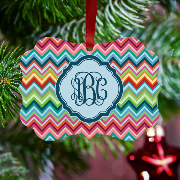 Retro Chevron Monogram Metal Benilux Ornament - Lifestyle