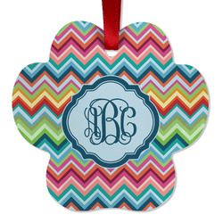 Retro Chevron Monogram Metal Paw Ornament - Double Sided