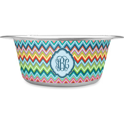 Retro Chevron Monogram Stainless Steel Dog Bowl (Personalized)