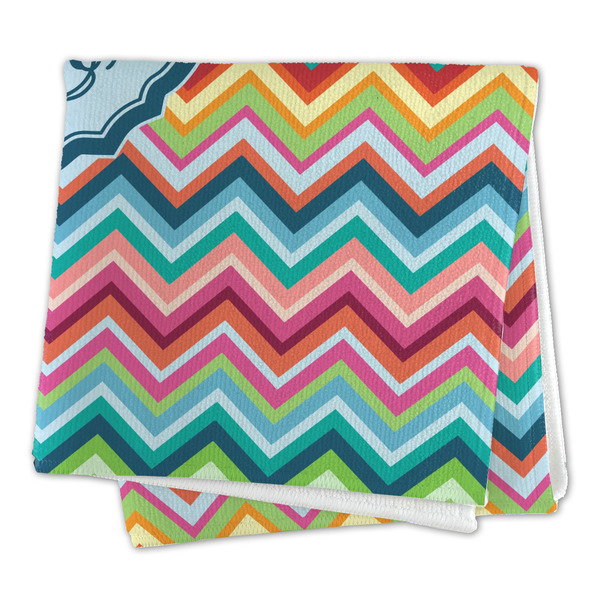 Retro Chevron Monogram Microfiber Dish Rag - FOLDED (square)