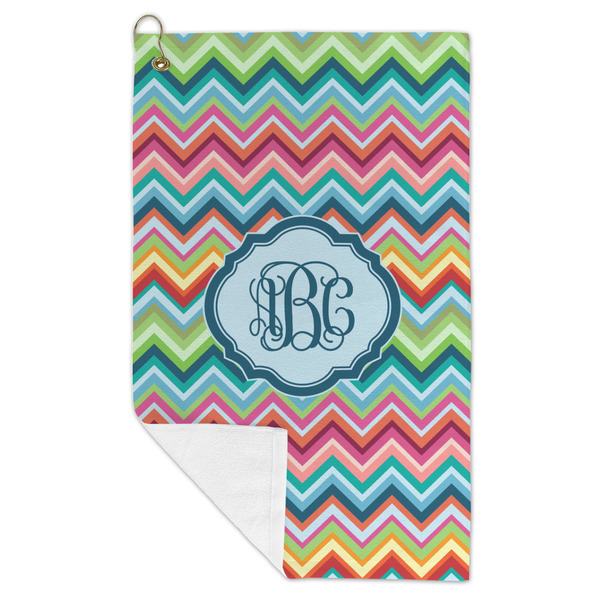 Retro Chevron Monogram Microfiber Golf Towels - FOLD