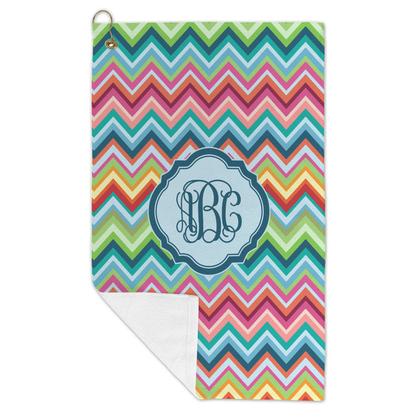 Retro Chevron Monogram Microfiber Golf Towels - FOLD