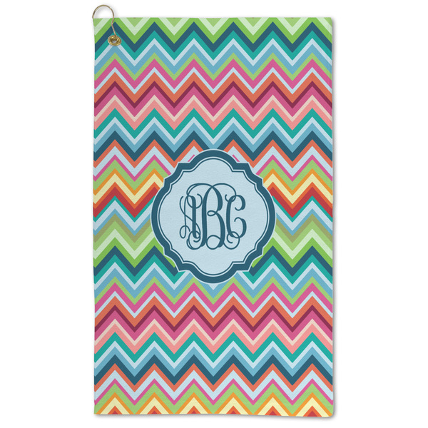 Custom Retro Chevron Monogram Microfiber Golf Towel
