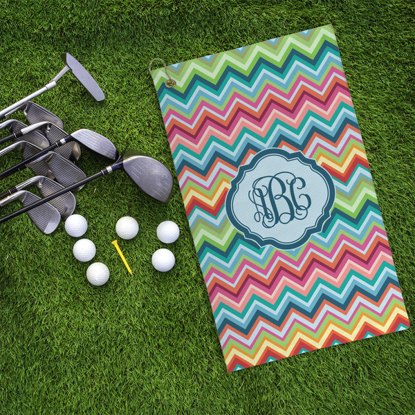 Retro Chevron Monogram Microfiber Golf Towels - LIFESTYLE