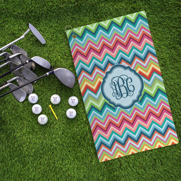 Retro Chevron Monogram Microfiber Golf Towels - LIFESTYLE