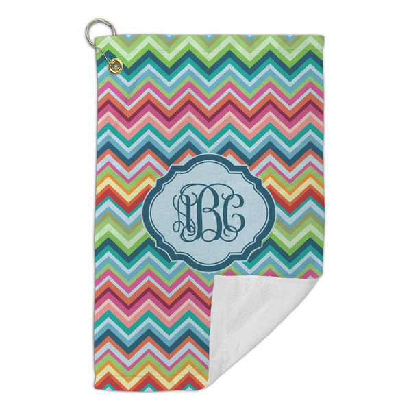 Retro Chevron Monogram Microfiber Golf Towels Small - FRONT FOLDED
