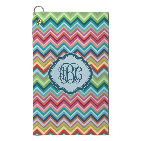 Custom Retro Chevron Monogram Microfiber Golf Towel - Small