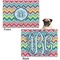 Retro Chevron Monogram Microfleece Dog Blanket - Regular - Front & Back