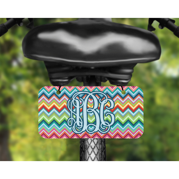 Retro Chevron Monogram Mini License Plate on Bicycle - LIFESTYLE Two holes