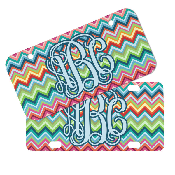 Retro Chevron Monogram Mini License Plates - MAIN (4 and 2 Holes)