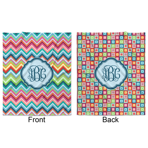 Retro Chevron Monogram Minky Blanket - 50"x60" - Double Sided - Front & Back