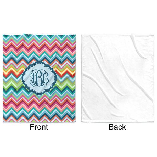 Retro Chevron Monogram Minky Blanket - 50"x60" - Single Sided - Front & Back