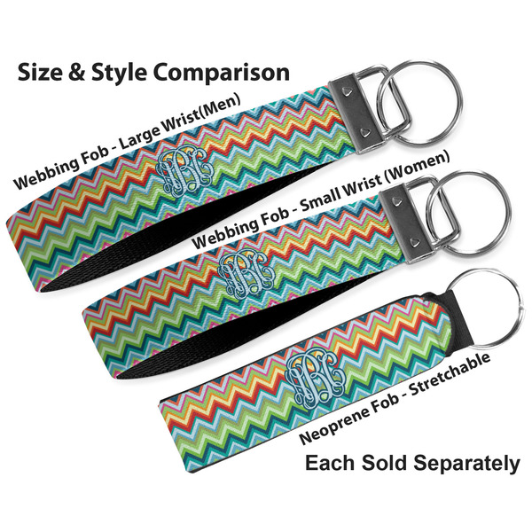 Retro Chevron Monogram Multiple Key Ring comparison sizes
