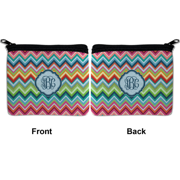 Retro Chevron Monogram Neoprene Coin Purse - Front & Back (APPROVAL)