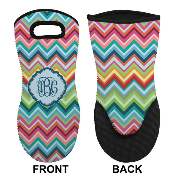 Retro Chevron Monogram Neoprene Oven Mitt (Front & Back)