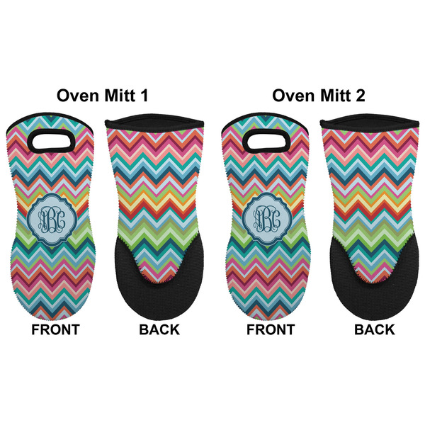 Retro Chevron Monogram Neoprene Oven Mitt - Set of 2 - Approval