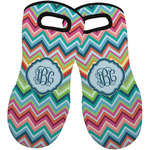 Retro Chevron Monogram Neoprene Oven Mitts - Set of 2
