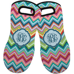 Retro Chevron Monogram Neoprene Oven Mitts - Set of 2