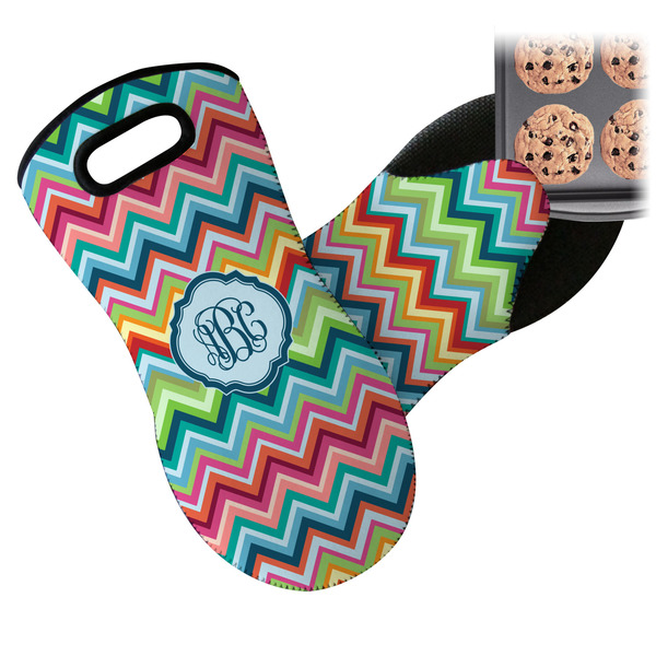 Retro Chevron Monogram Neoprene Oven Mitt