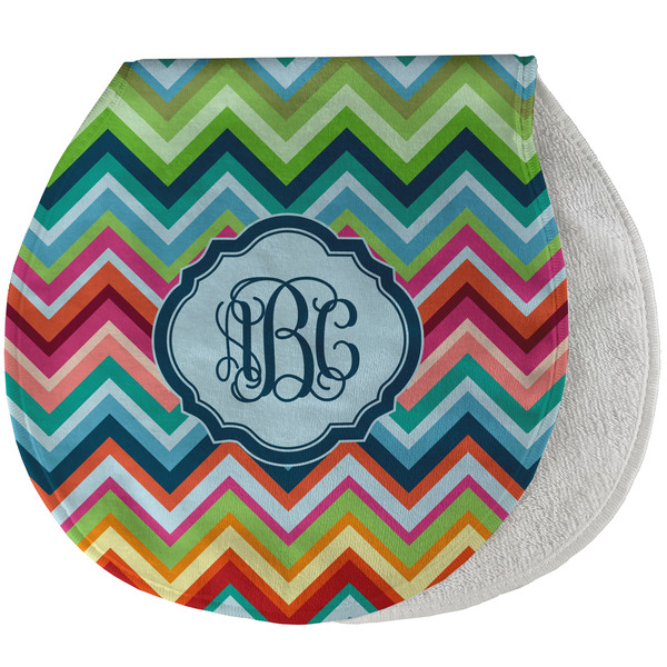 Custom Retro Chevron Monogram Burp Pad - Velour