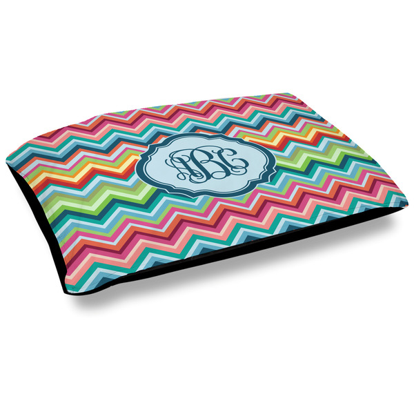 Custom Retro Chevron Monogram Outdoor Dog Bed - Large