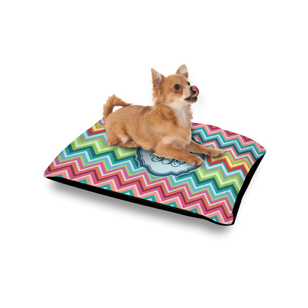 Retro Chevron Monogram Outdoor Dog Beds - Small - IN CONTEXT