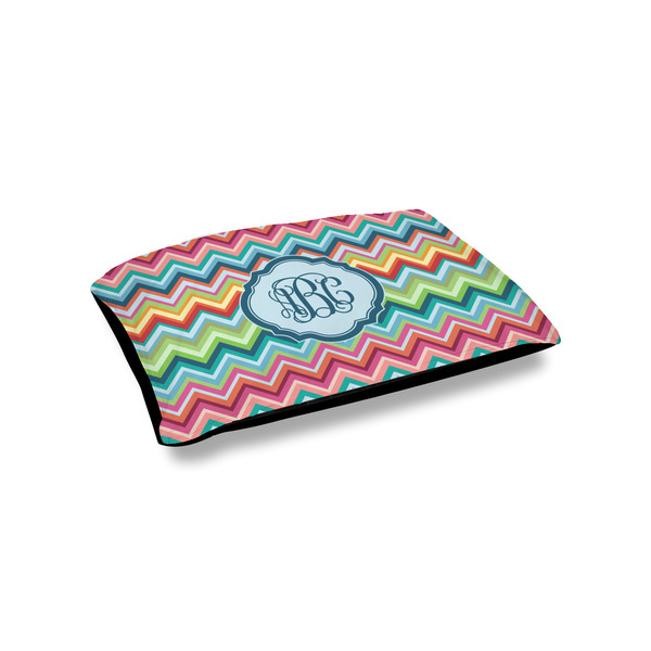 Custom Retro Chevron Monogram Outdoor Dog Bed - Small
