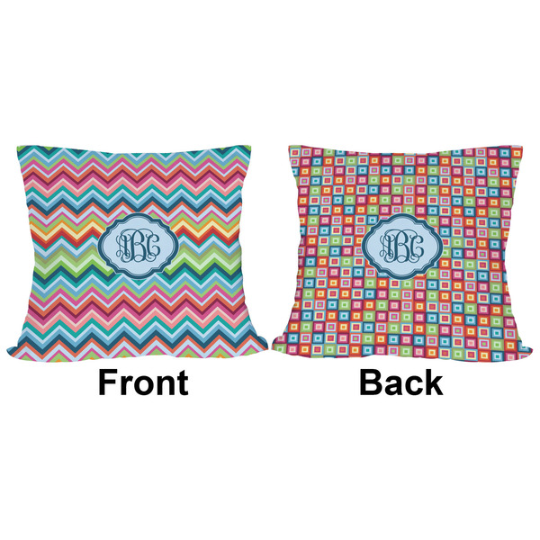 Retro Chevron Monogram Outdoor Pillow - 16x16