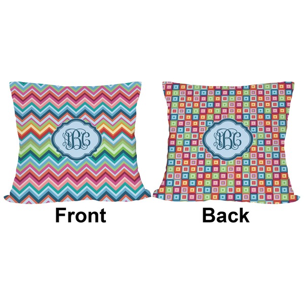 Retro Chevron Monogram Outdoor Pillow - 18x18