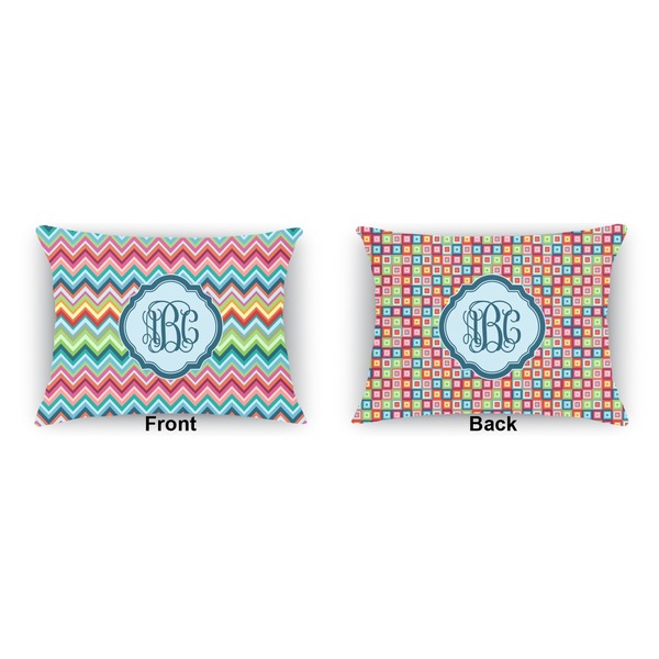 Retro Chevron Monogram  Outdoor Rectangular Throw Pillow (Front and Back)