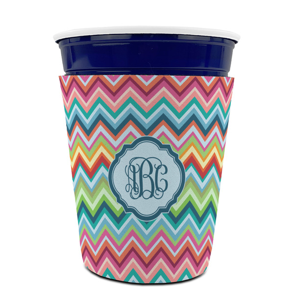 Retro Chevron Monogram Party Cup Sleeves - without bottom - FRONT (on cup)