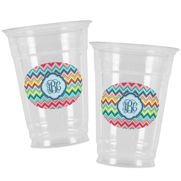 Retro Chevron Monogram Party Cups - 16oz - Alt View