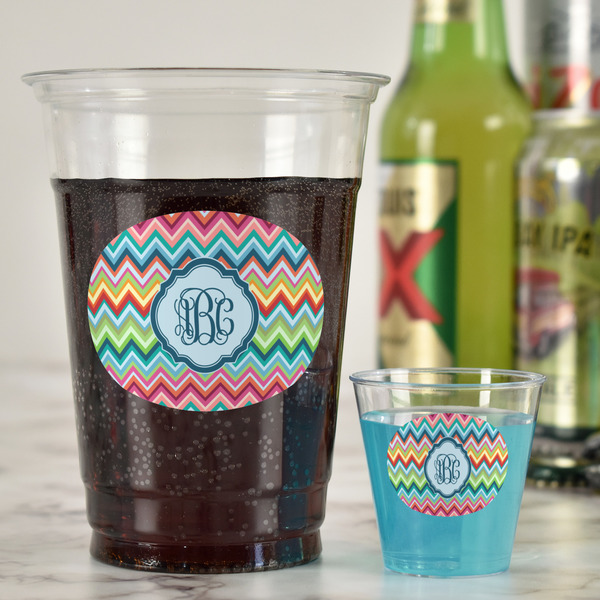 Retro Chevron Monogram Party Cups - 16oz - In Context