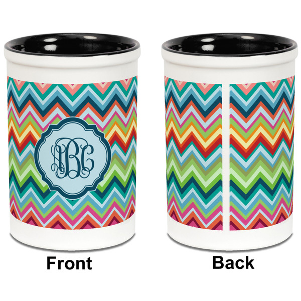 Retro Chevron Monogram Pencil Holder - Black - approval