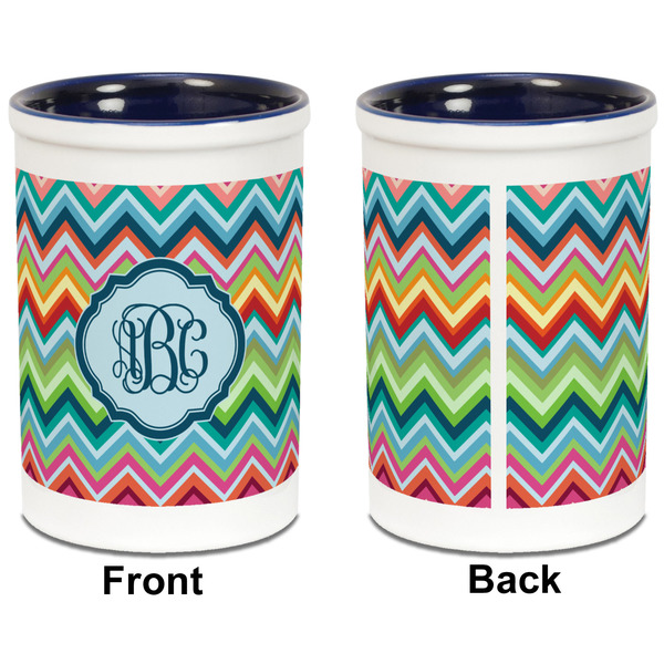 Retro Chevron Monogram Pencil Holder - Blue - approval