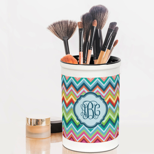 Retro Chevron Monogram Pencil Holder - LIFESTYLE makeup