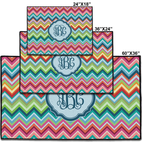 Retro Chevron Monogram Personalized Door Mat - Group Parent IMF