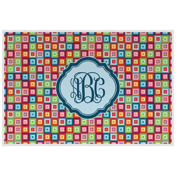 Retro Chevron Monogram Personalized Placemat (Back)
