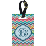 Retro Chevron Monogram Plastic Luggage Tag - Rectangular