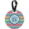 Retro Chevron Monogram Plastic Luggage Tag - Round
