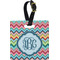 Retro Chevron Monogram Plastic Luggage Tag - Square