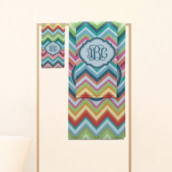 Retro Chevron Monogram Personalized Towel Set