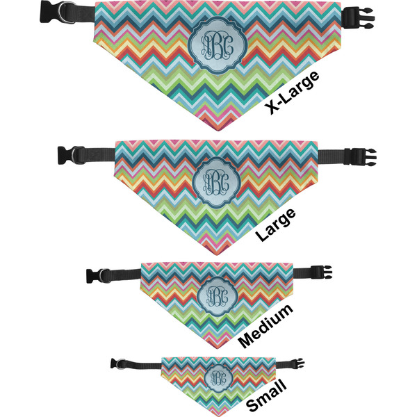Retro Chevron Monogram Pet Bandana Sizes