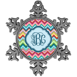 Retro Chevron Monogram Vintage Snowflake Ornament