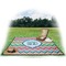 Retro Chevron Monogram Picnic Blanket - with Basket Hat and Book - in Use