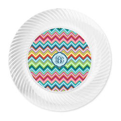 Retro Chevron Monogram Plastic Party Dinner Plates - 10"