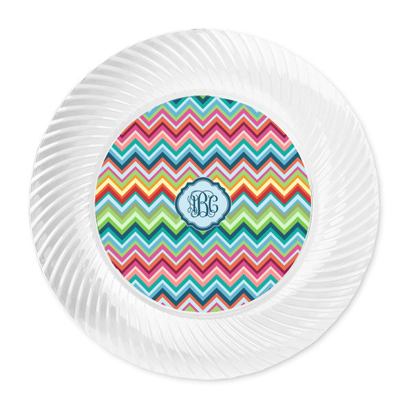 Retro Chevron Monogram Plastic Party Dinner Plates - Approval