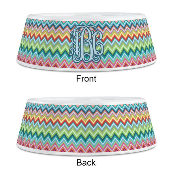 Retro Chevron Monogram Plastic Pet Bowls - Medium - APPROVAL