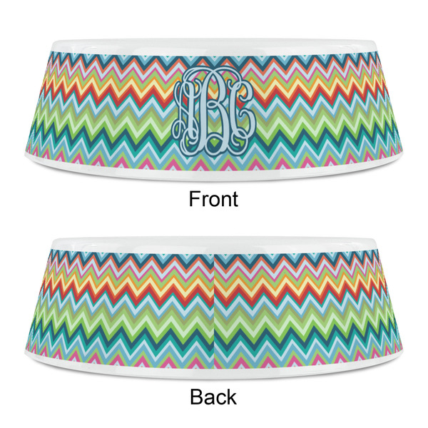 Retro Chevron Monogram Plastic Pet Bowls - Small - APPROVAL