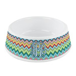 Retro Chevron Monogram Plastic Dog Bowl - Small